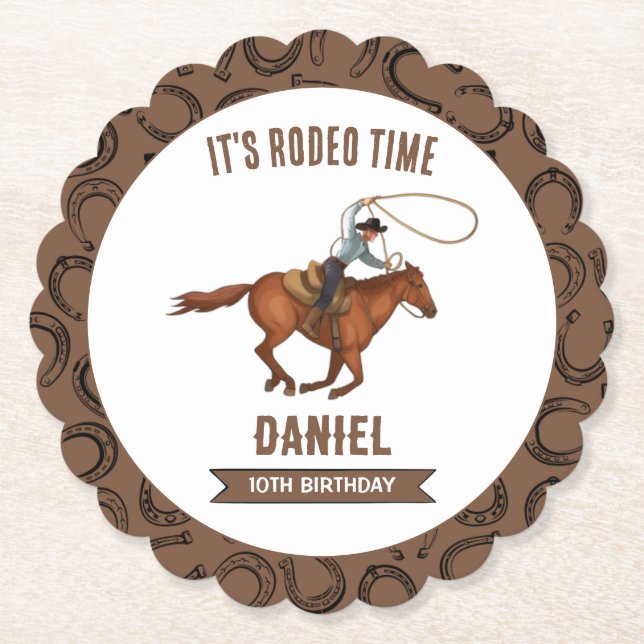 Es ist Rodeo Time Cowboy Geburtstag Untersetzer (Vorderseite)