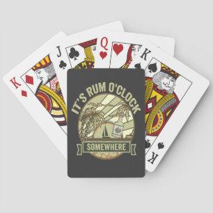 Es ist Rum O'clock Irgendwo Vintager sonniger Urla Spielkarten
