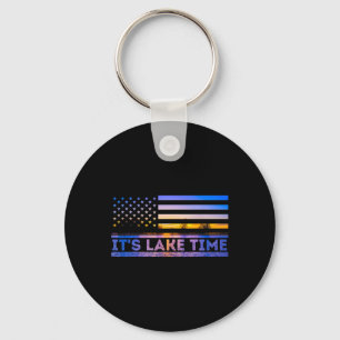 Es ist See Zeit Sonnenuntergang Amerikanische Flag Schlüsselanhänger