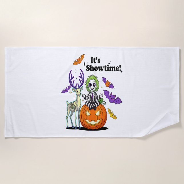 Es ist Showtime Funny Halloween Strandtuch (Vorderseite)