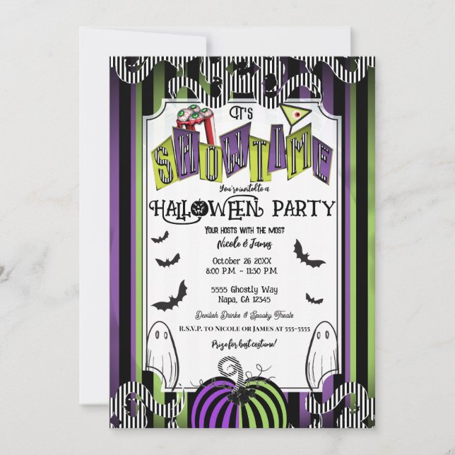 Es ist Showtime Halloween Filmkostüm Party Einladung (Vorderseite)
