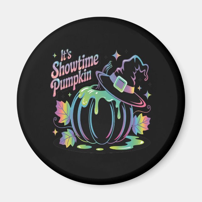 Es ist Showtime Pumpkin Hat Pumpkin Magnet (Vorne)