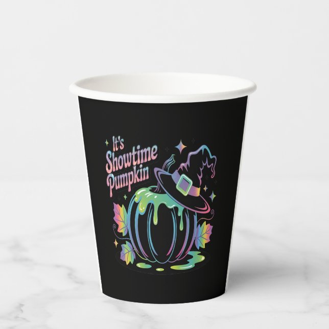 Es ist Showtime Pumpkin Hat Pumpkin Pappbecher (Vorderseite)