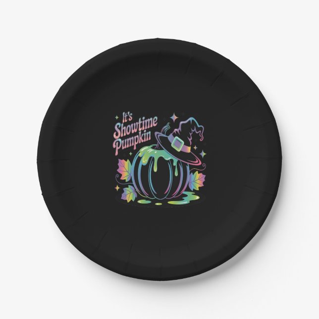 Es ist Showtime Pumpkin Hat Pumpkin Pappteller (Vorderseite)