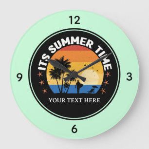 Es ist Sommerzeit Tropical Sunset Design Große Wanduhr