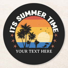 Es ist Sommerzeit Tropical Sunset Design Runder Pappuntersetzer