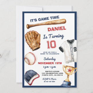 Es ist Spielzeit Baseball-Geburtstags-Einladung Einladung