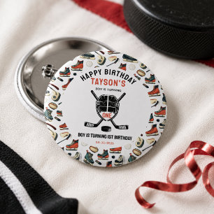 Es ist Spielzeit Hockey 1. Geburtstagsfeier Button