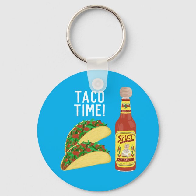 ES IST TACO TIME niedliche Tacos Hot Soce Illustra Schlüsselanhänger (Vorderseite)