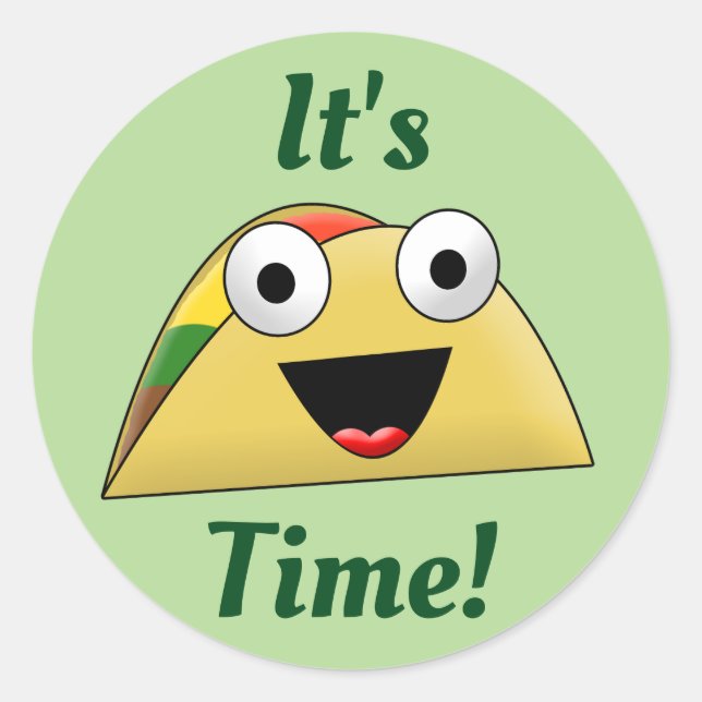 Es ist Taco-Zeit Runder Aufkleber (Vorderseite)