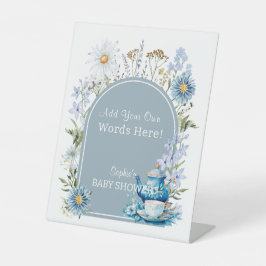 Es ist Tea Time Dusty Blue Garden individuell anpa Sockelschild