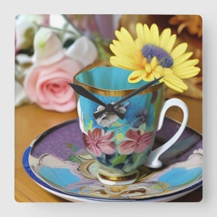 Es ist Tea Time Quadratische Wanduhr