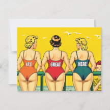 Es ist toll hier, Hübsche Frauen am Strand, lustig