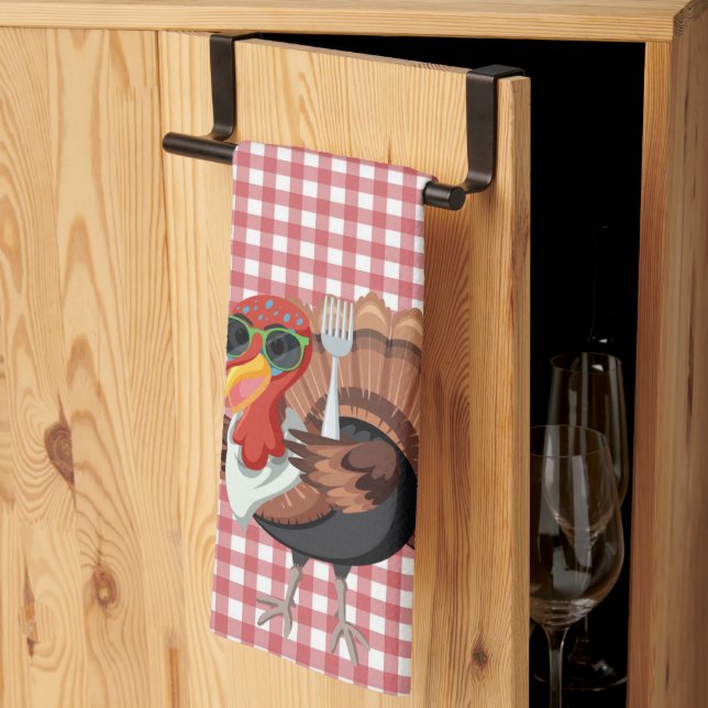 Es ist Türkei Zeit mit Red Schachbrett Kitchen Han Geschirrtuch (Drittel gefaltet)