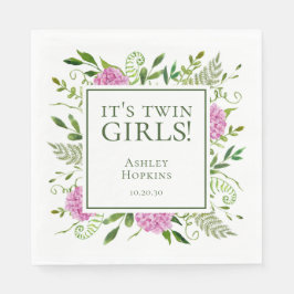 Es ist Twin Girls Pink Hydrangeas Girl Baby Dusche Serviette