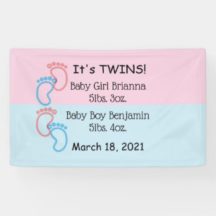 Es ist Twins Indoor Baby Banner