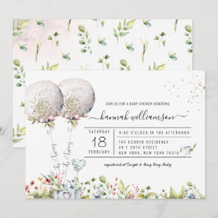 Es ist Twins Lavender Balloon Baby Shower Einladun Einladung