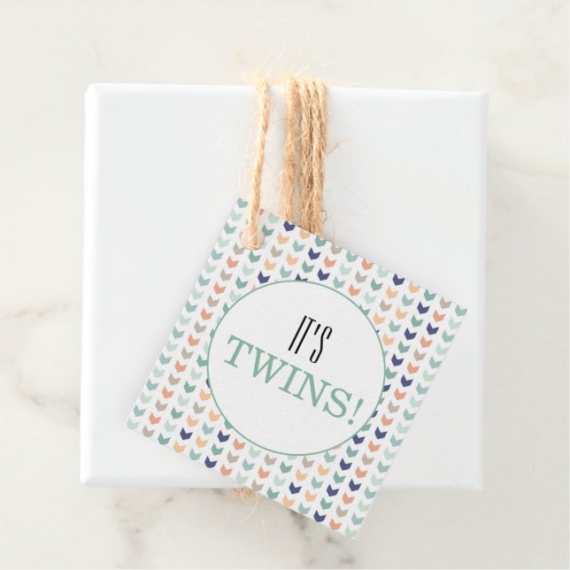 Es ist Twins Modern Geometric Twins Baby Dusche Geschenkanhänger (Beispiel)