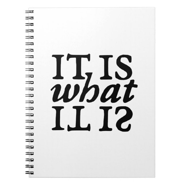 "Es ist, was es ist" Schwarz-Weiß-Typografie Notizblock (Vorderseite)