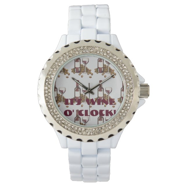 Es ist Wine o' Clock Red Merlot Flasche Glass Watc Armbanduhr (Vorderseite)