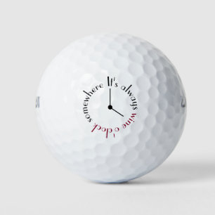 Es ist Wine O'clock Irgendwo Uhr Gesicht Golfball