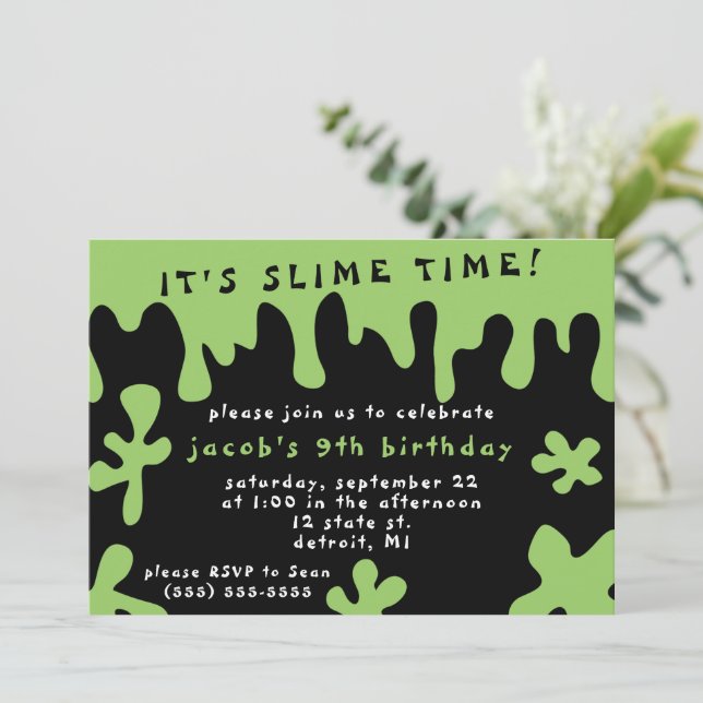 Es ist Zeit!  Einladung zum Geburtstag (Stehend Vorderseite)