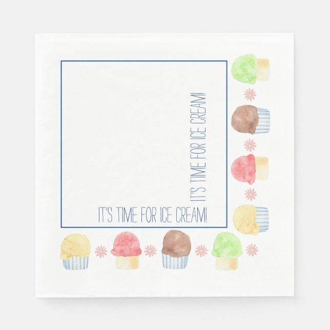 Es ist Zeit für Eiscremepapier Napkin Serviette (Vorderseite)
