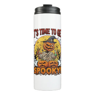 Es ist Zeit, Grusel-Halloween-Kürbis-Mumie-Geister Thermosbecher