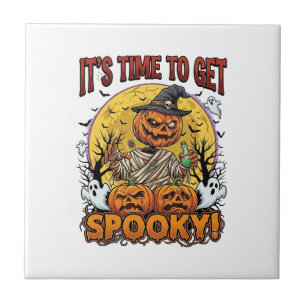 Es ist Zeit, Halloween-Kürbis-Mumie-Geister grusel Fliese