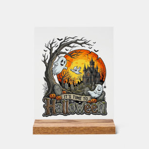 Es ist Zeit Halloween Spukhaus Friedhof Gruselig Acrylschild