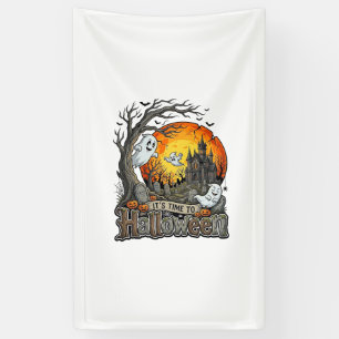 Es ist Zeit Halloween Spukhaus Friedhof Gruselig Banner
