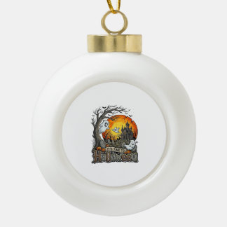 Es ist Zeit Halloween Spukhaus Friedhof Gruselig  Keramik Kugel-Ornament