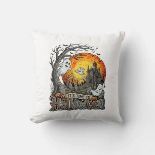 Es ist Zeit Halloween Spukhaus Friedhof Gruselig  Kissen
