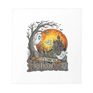 Es ist Zeit Halloween Spukhaus Friedhof Gruselig Notizblock