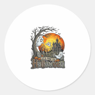 Es ist Zeit Halloween Spukhaus Friedhof Gruselig Runder Aufkleber