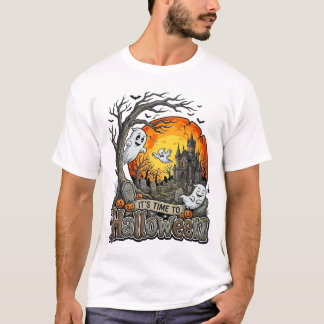 Es ist Zeit Halloween Spukhaus Friedhof Gruselig T-Shirt