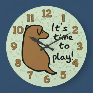 Es ist Zeit, mit der Hunde-Wanduhr zu spielen Große Wanduhr