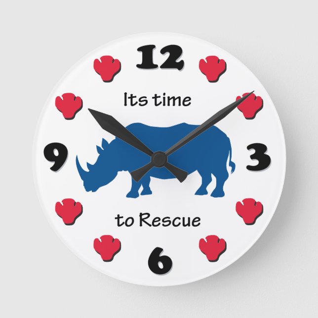 Es ist Zeit, Rhinozeros zu retten Runde Wanduhr (Vorderseite)