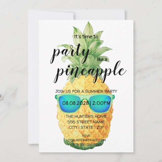 Es ist Zeit, wie ein Ananas zu Party Einladung (Vorderseite)