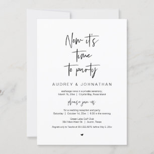Es ist Zeit zu feiern, Schwarz, Hochzeit Elopement Einladung