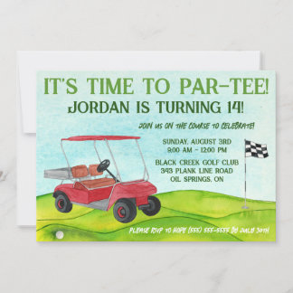 Es ist Zeit zum Par-T-Shirt! Golf Themed Geburtsta Einladung