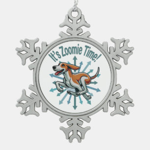 Es ist Zoomie Time American Fox Hound Schneeflocken Zinn-Ornament