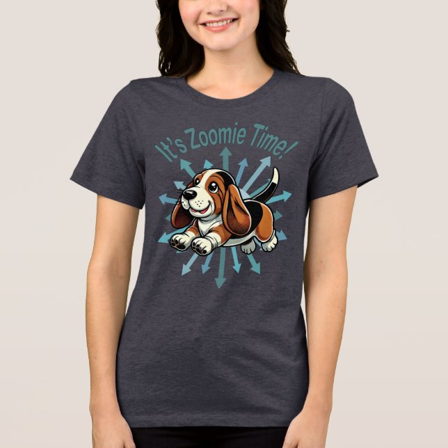 Es ist Zoomie Time Basset Hound Tri-Blend Shirt (Vorderseite)