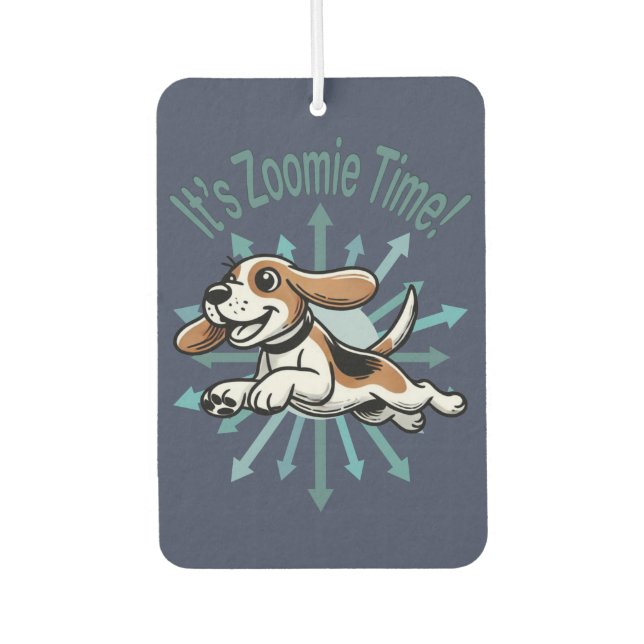 Es ist Zoomie Time Beagle Autolufterfrischer (Vorderseite)
