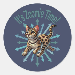 Es ist Zoomie Time Bengalisch Cat Runder Aufkleber