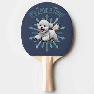 Es ist Zoomie Time Bichon Frise Tischtennis Schläger