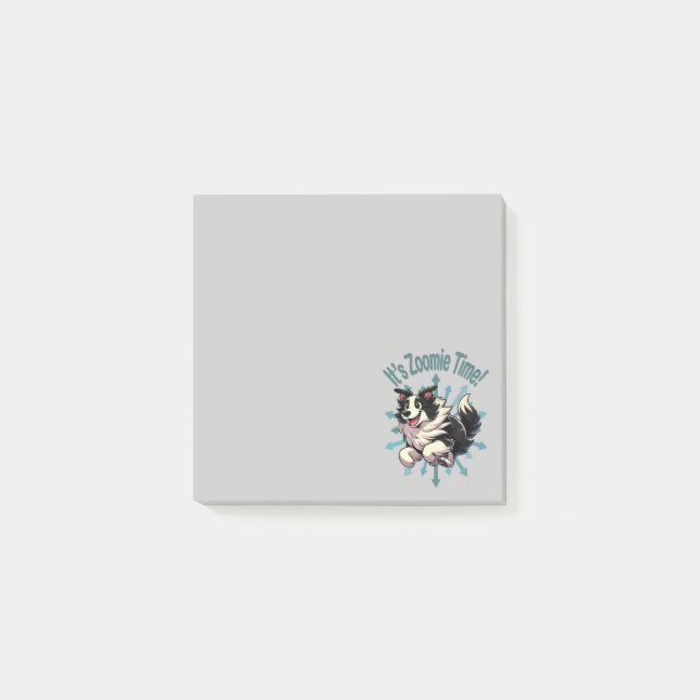 Es ist Zoomie Time Border Collie Post-it Klebezettel (Vorderseite)
