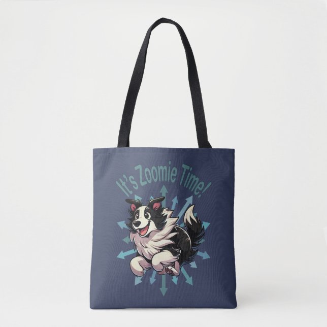 Es ist Zoomie Time Border Collie Tasche (Vorderseite)