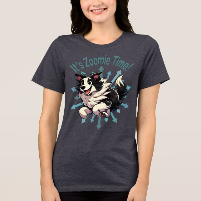 Es ist Zoomie Time Border Collie Tri-Blend Shirt (Vorderseite)