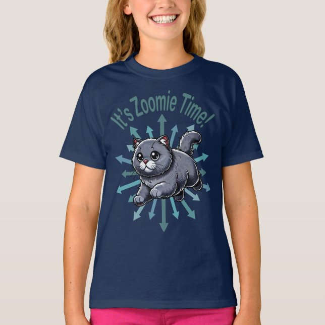 Es ist Zoomie Time British Shorthhätten Cat T-Shirt (Vorderseite)